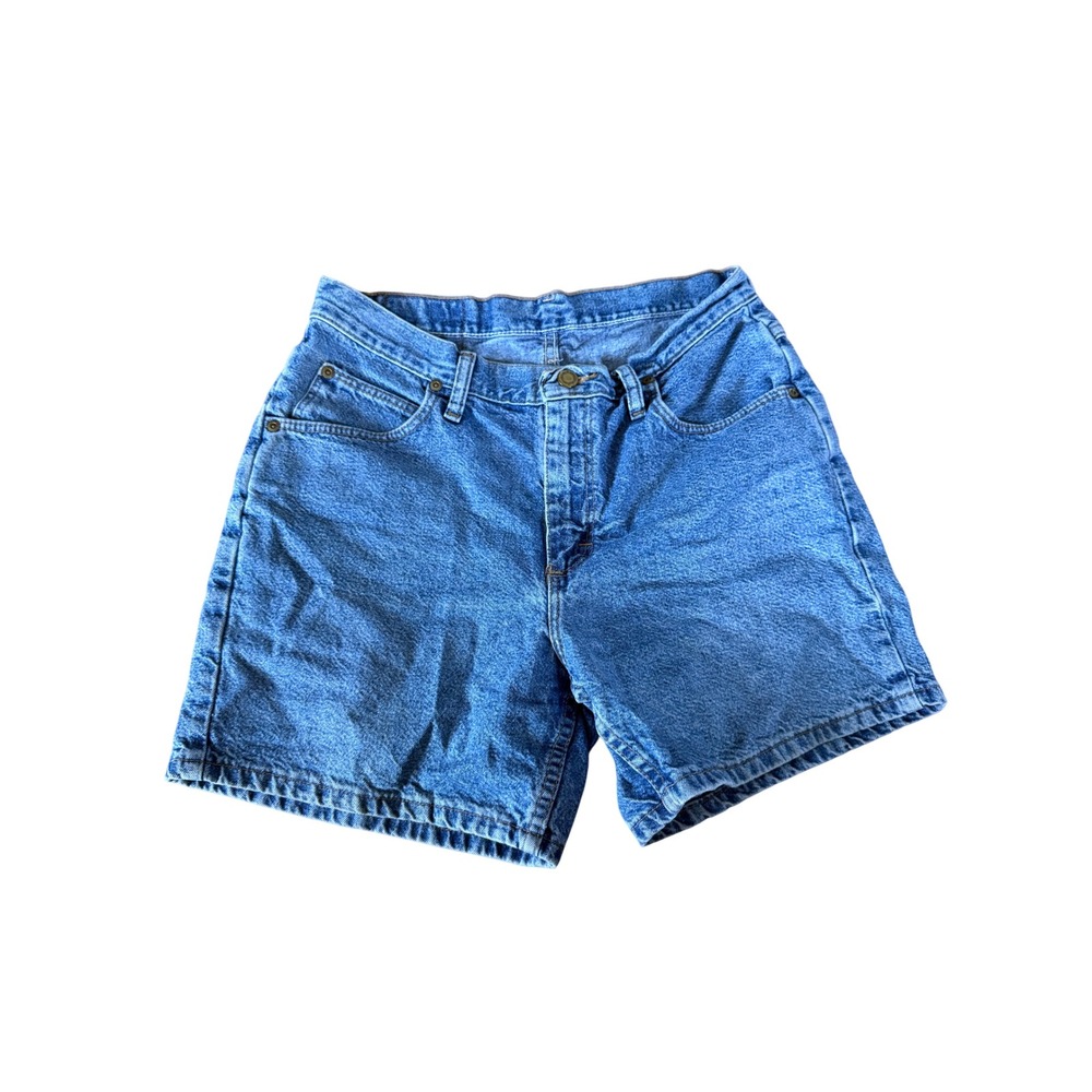 Wrangler Blues High Waisted Denim Shorts Medium Wash Blue Cotton Size 8 W29
